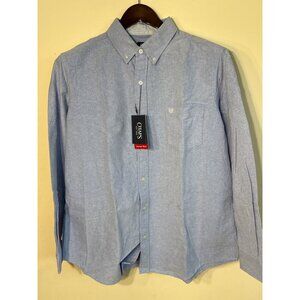 Chaps Mens Oxford Woven Button-Down Shirt XL 100% Cotton Light Blue Made In Chin